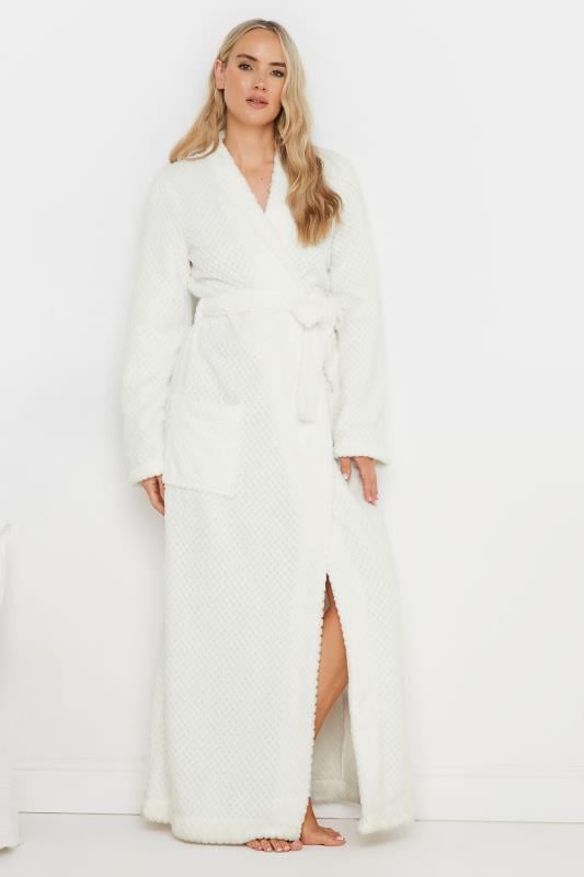evans LTS Tall Ivory White Waffle Maxi Dressing Gown