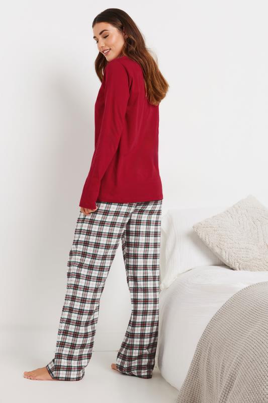 Evans LTS Tall Ivory White Woven Check Pyjama Bottoms