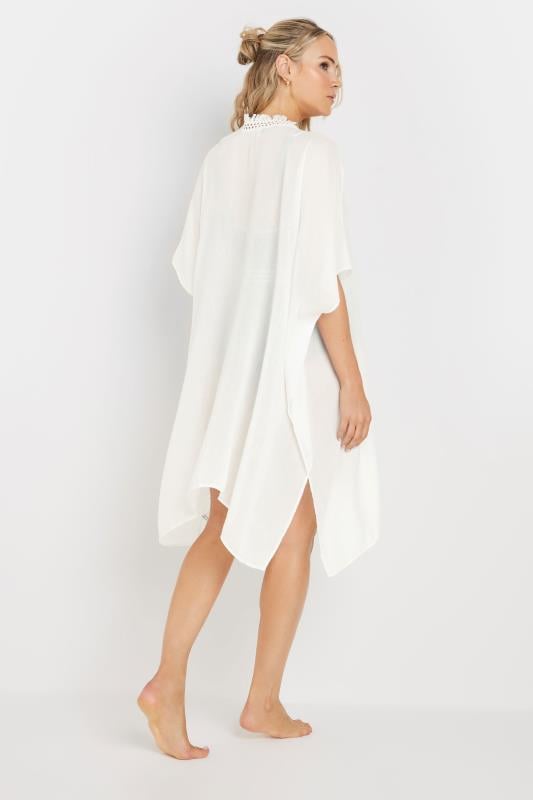 Evans LTS Tall Ivory White Woven Tassel Trim Kaftan