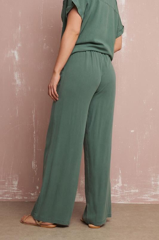 Evans LTS Tall Khaki Green Acid Wash Wide Leg Trousers