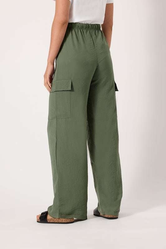 Evans LTS Tall Khaki Green Cargo Crepe Wide Leg Trousers