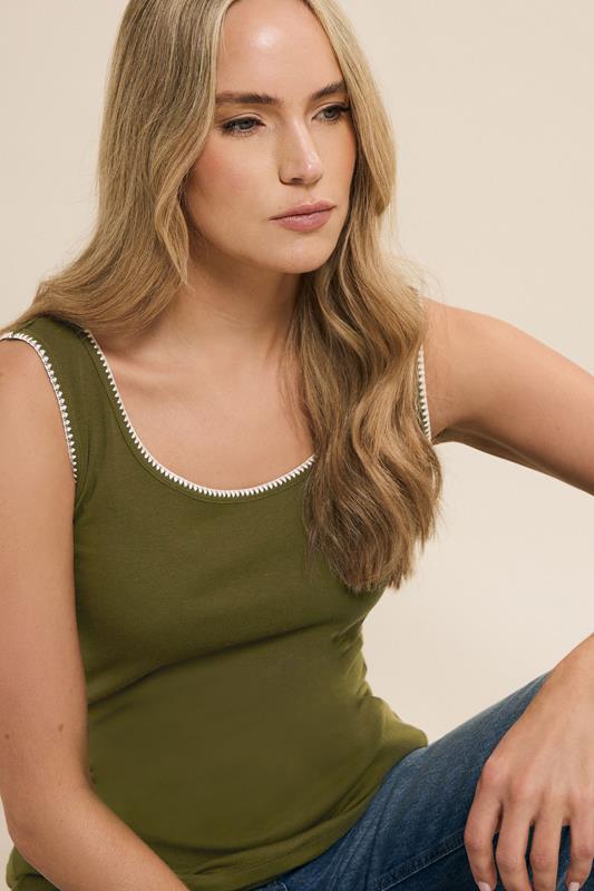 evans LTS Tall Khaki Green Contrast Stitch Vest Top