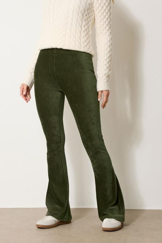 Evans LTS Tall Khaki Green Cord Kick Flare Leggings