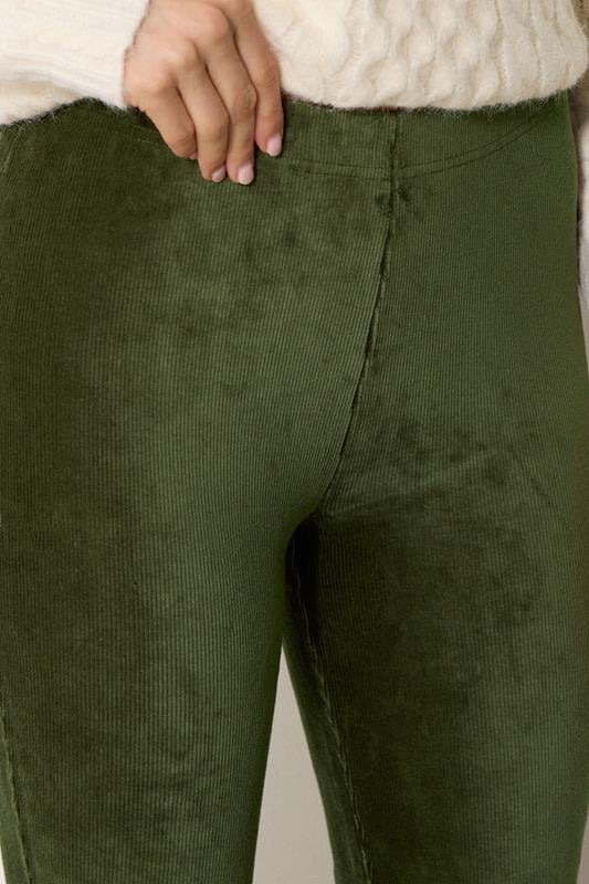 Evans LTS Tall Khaki Green Cord Kick Flare Leggings
