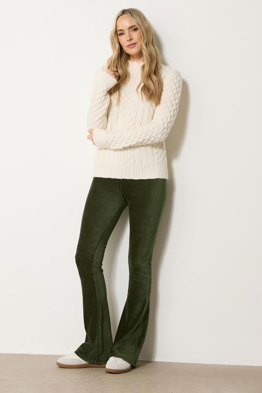 evans LTS Tall Khaki Green Cord Kick Flare Leggings