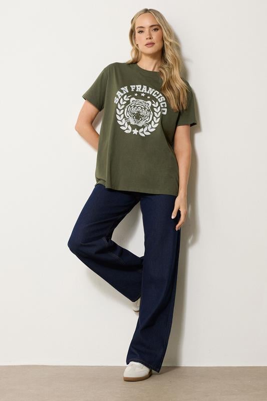 Evans LTS Tall Khaki Green Cotton 'San Francisco' Slogan T-Shirt