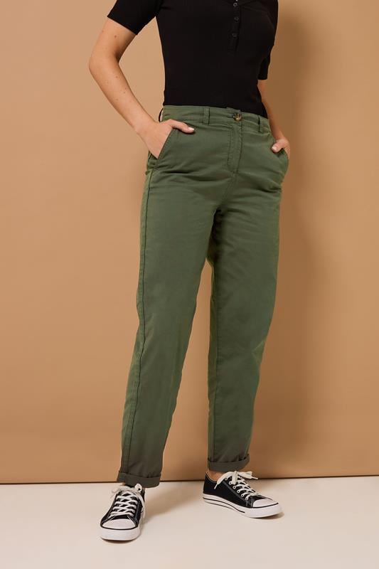 Evans LTS Tall Khaki Green Cotton Straight Leg Chino Jeans
