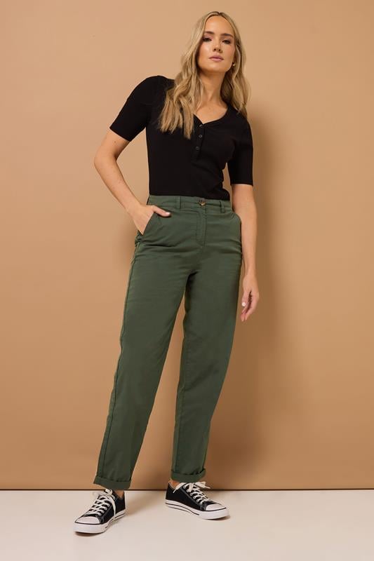 evans LTS Tall Khaki Green Cotton Straight Leg Chino Jeans