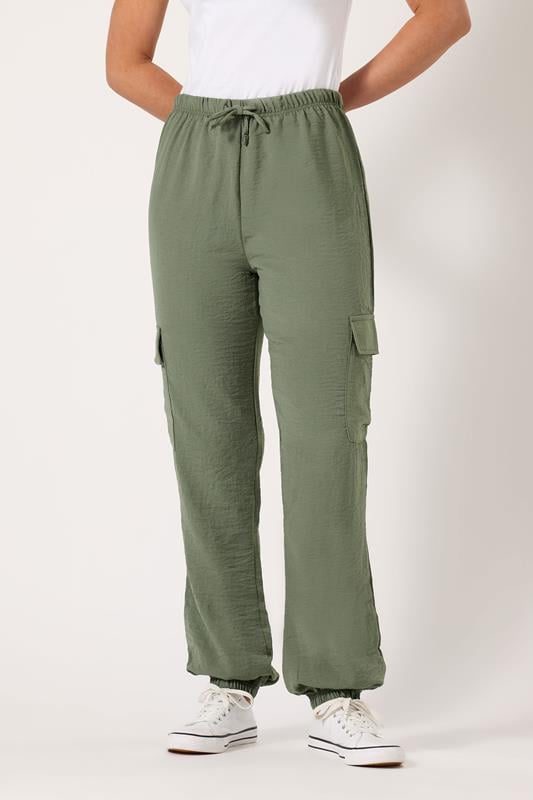 Evans LTS Tall Khaki Green Crepe Cuffed Cargo Trousers
