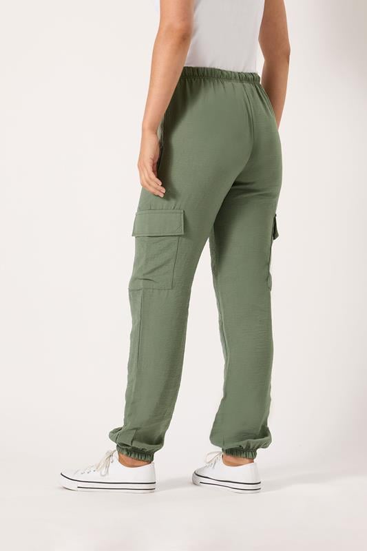 evans LTS Tall Khaki Green Crepe Cuffed Cargo Trousers