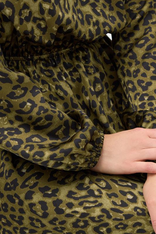 Evans LTS Tall Khaki Green Leopard Print Satin Midi Dress