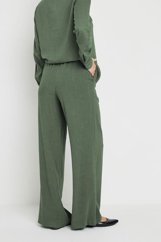 Evans LTS Tall Khaki Green Linen Tie Waist Trousers