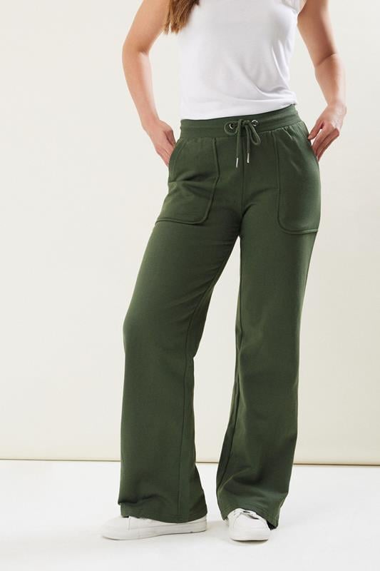 Evans LTS Tall Khaki Green Pocket Patch Wide Leg Joggers