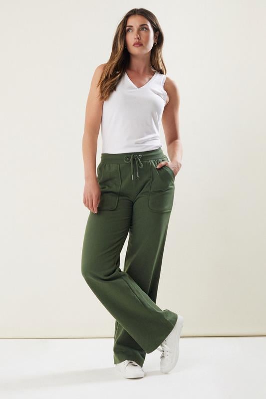 evans LTS Tall Khaki Green Pocket Patch Wide Leg Joggers