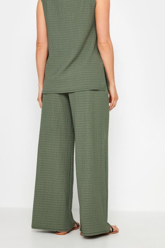 Evans LTS Tall Khaki Green Wide Leg Textured Trousers