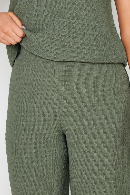Evans LTS Tall Khaki Green Wide Leg Textured Trousers