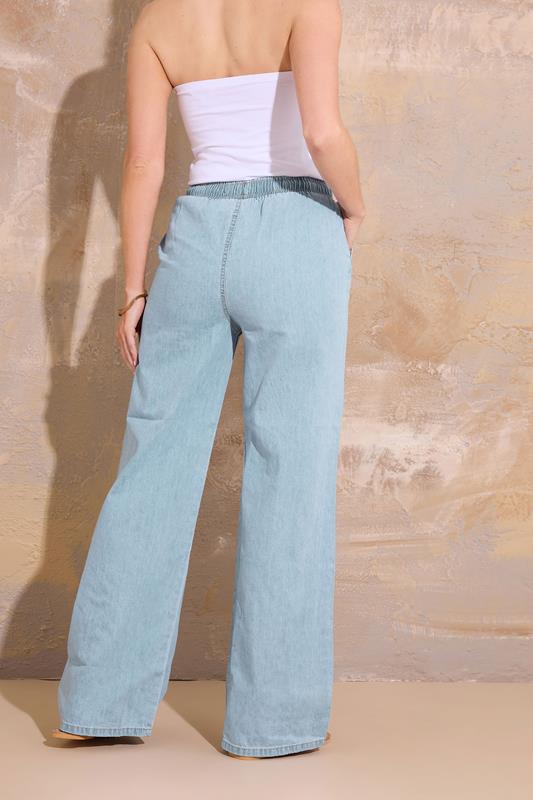 Evans LTS Tall Light Blue Drawstring Wide Leg Jeans