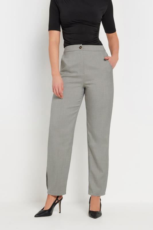 Evans LTS Tall Light Grey Pleated Barrel Leg Trousers