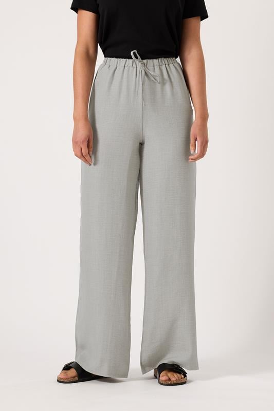 Evans LTS Tall Light Grey Textured Wide Leg Trousers