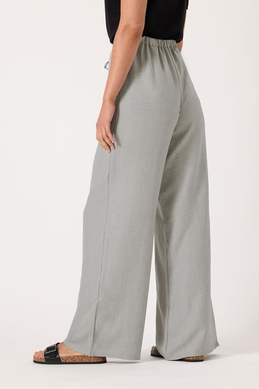 Evans LTS Tall Light Grey Textured Wide Leg Trousers