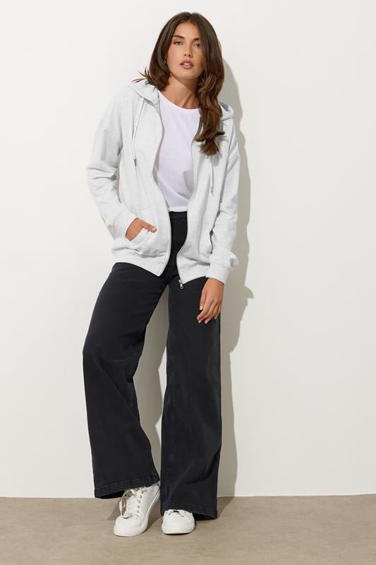 Evans LTS Tall Light Grey Zip Through Pocket Hoodie