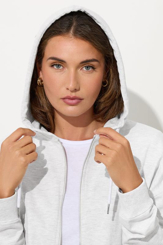 Evans LTS Tall Light Grey Zip Through Pocket Hoodie