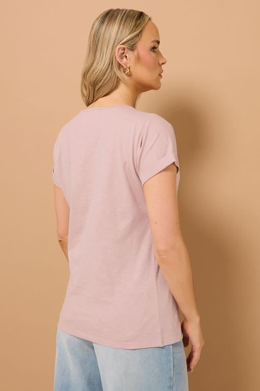 Evans LTS Tall Light Pink Cotton Short Sleeve Henley Top