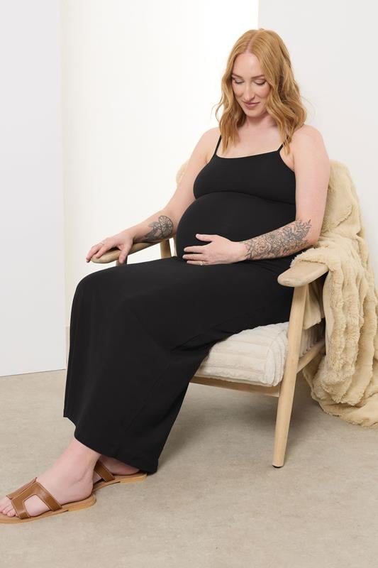 evans LTS Tall Maternity Black Bodycon Cami Maxi Dress