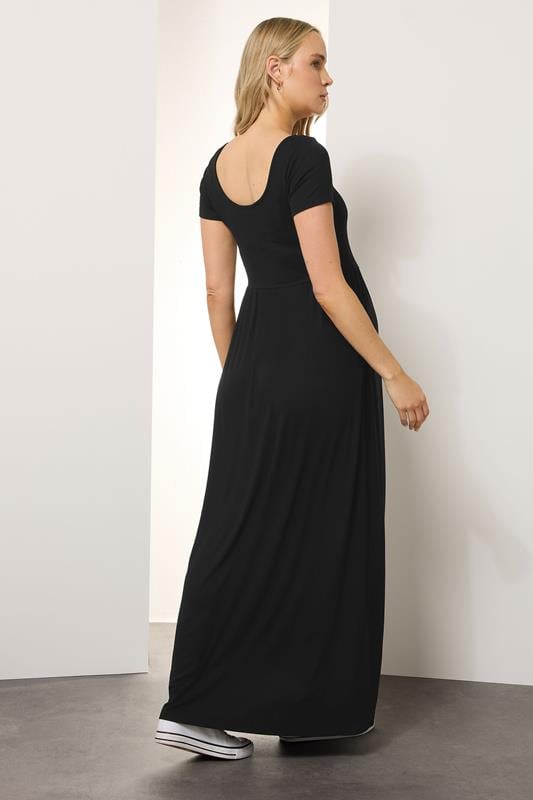 Evans LTS Tall Maternity Black Modal Ribbed Button Maxi Dress