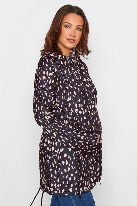 Evans LTS Tall Maternity Black & Pink Animal Print Pocket Parka