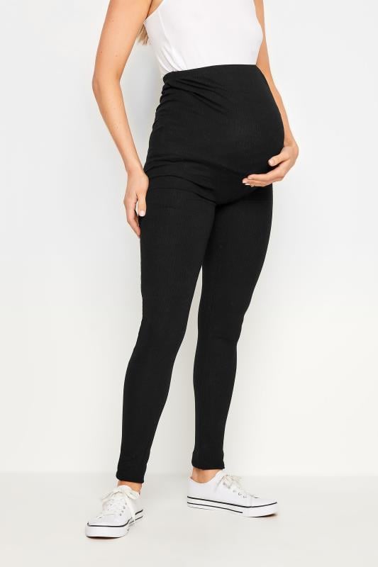 Evans LTS Tall Maternity Black Ribbed Stretch Leggings