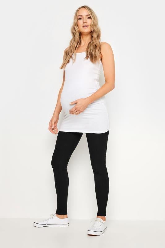 evans LTS Tall Maternity Black Ribbed Stretch Leggings