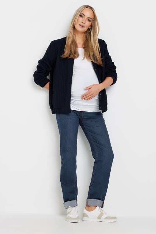 evans LTS Tall Maternity Dark Blue Turn Up Straight Leg Jeans