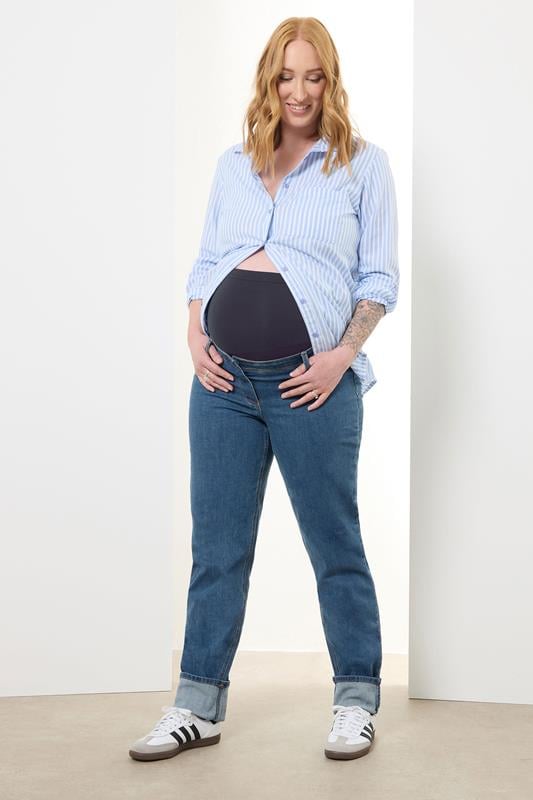 evans LTS Tall Maternity Indigo Blue Washed UNA Stretch Mom Jeans
