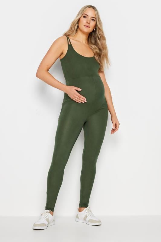 evans LTS Tall Maternity Khaki Green Sleeveless Unitard Jumpsuit