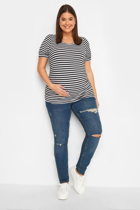 Evans LTS Tall Maternity Mid Blue Distressed AVA Stretch Skinny Jeans