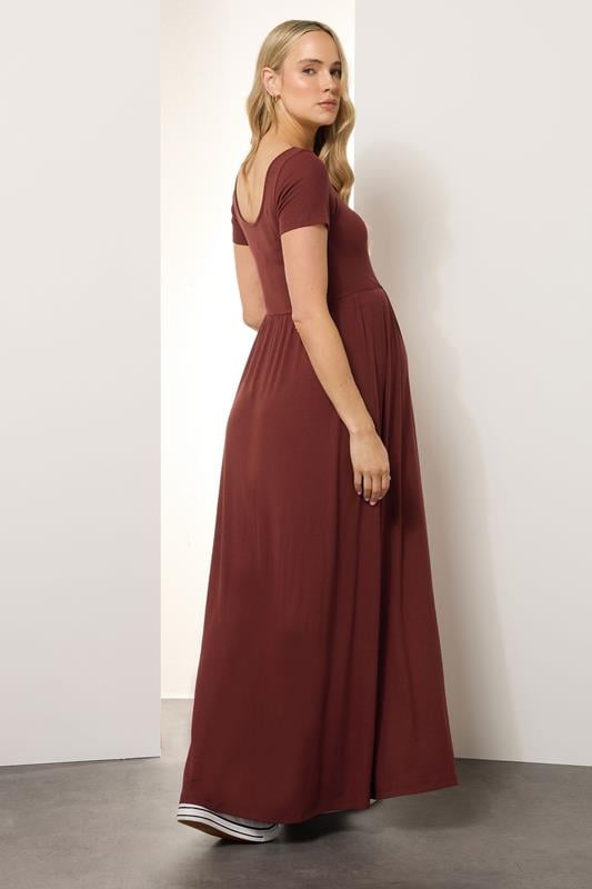 Evans LTS Tall Maternity Rust Brown Modal Ribbed Button Maxi Dress