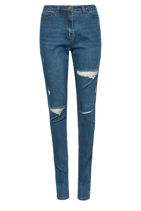 Evans LTS Tall Mid Blue Distressed AVA Stretch Skinny Jeans