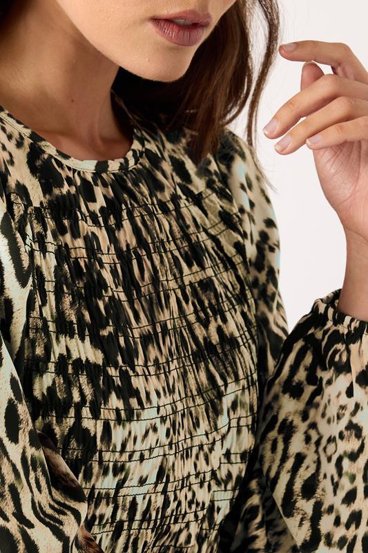 Evans LTS Tall Natural Brown Animal Print Shirred Midaxi Dress