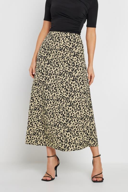Evans LTS Tall Natural Brown & Black Leopard Print Midaxi Skirt