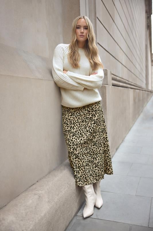evans LTS Tall Natural Brown & Black Leopard Print Midaxi Skirt
