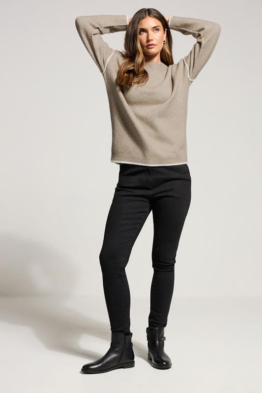 Evans LTS Tall Natural Brown Contrast Piping Jumper