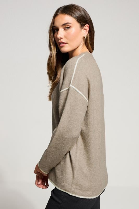 Evans LTS Tall Natural Brown Contrast Piping Jumper