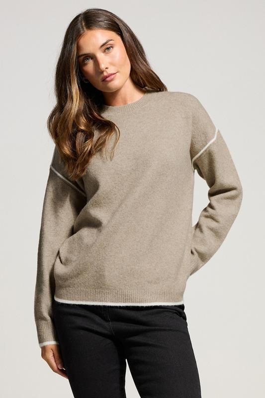 evans LTS Tall Natural Brown Contrast Piping Jumper