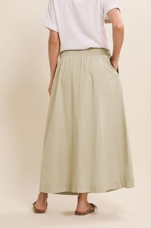 Evans LTS Tall Natural Brown Cotton Shirred Waist Maxi Skirt