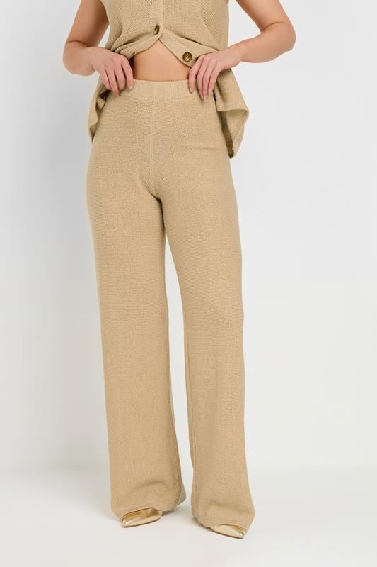 Evans LTS Tall Natural Brown Knitted Wide Leg Trouser