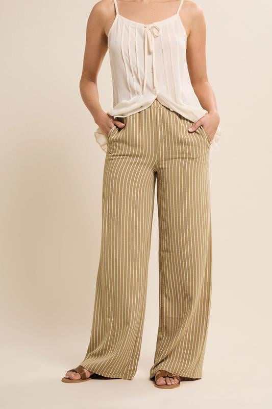 Evans LTS Tall Natural Brown Stripe Wide Leg Trousers
