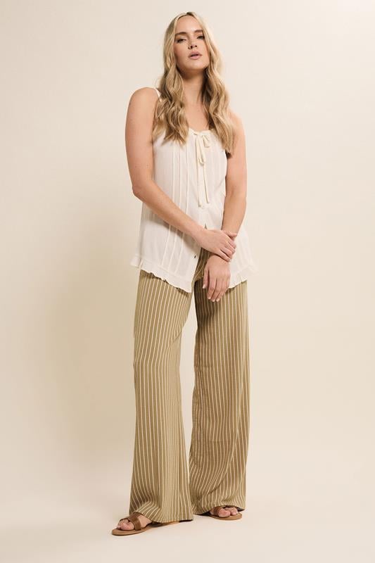 evans LTS Tall Natural Brown Stripe Wide Leg Trousers