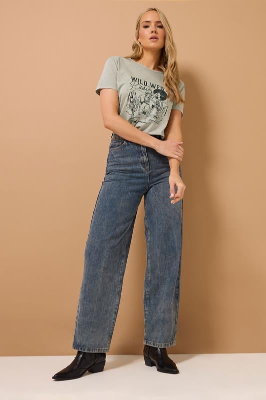 Evans LTS Tall Natural Brown 'Wild West' Slogan T-Shirt