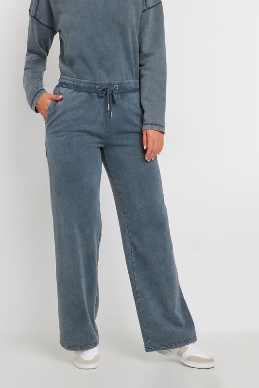 Evans LTS Tall Navy Blue Acid Wash Straight Leg Joggers